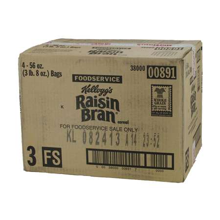 KELLOGGS Kellogg's Kosher Raisin Bran Cereal 56 oz. Bag, PK4 3800000891